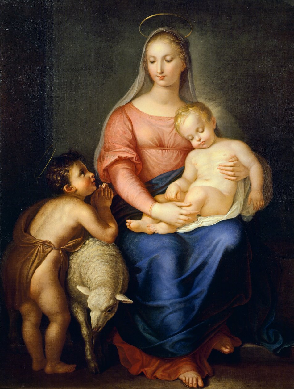 Madonna og barn med døperen Johannes (maleri) av Gaspero Martellini