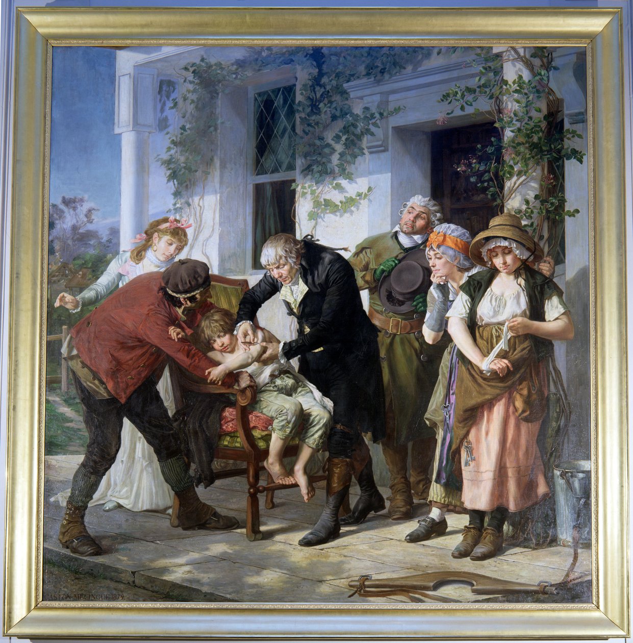 Edward Jenner (1749-1823) utførte den første vaksinasjonen mot kopper i 1796, 1879 (se også 199739) av Gaston Melingue