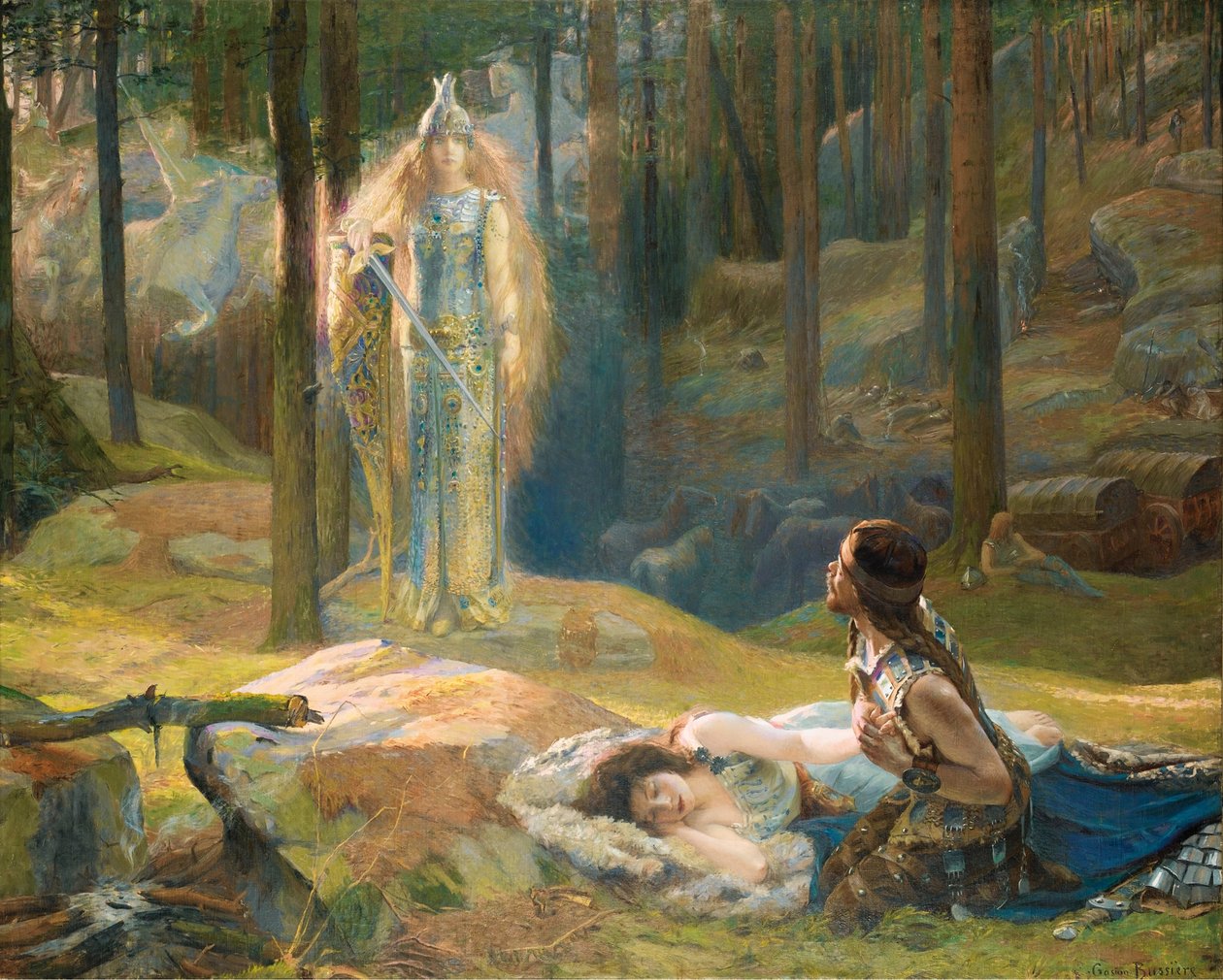 Åpenbaringen. Brunhilde ser Siegmund og Sieglinde, 1893 av Gaston Bussiere