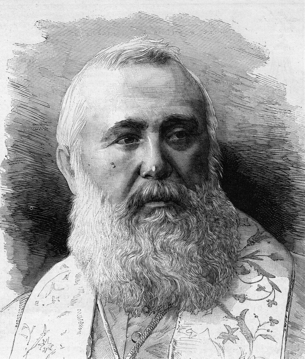 Portrait of Charles Lavigerie (1825-1892) Archeveque of Algiers, Cardinal Primate of Africa. Engraving by M.G. Vuillier in “” Le Monde Illustré”” n°1323 of 5 August 1882. av Gaston Vuillier