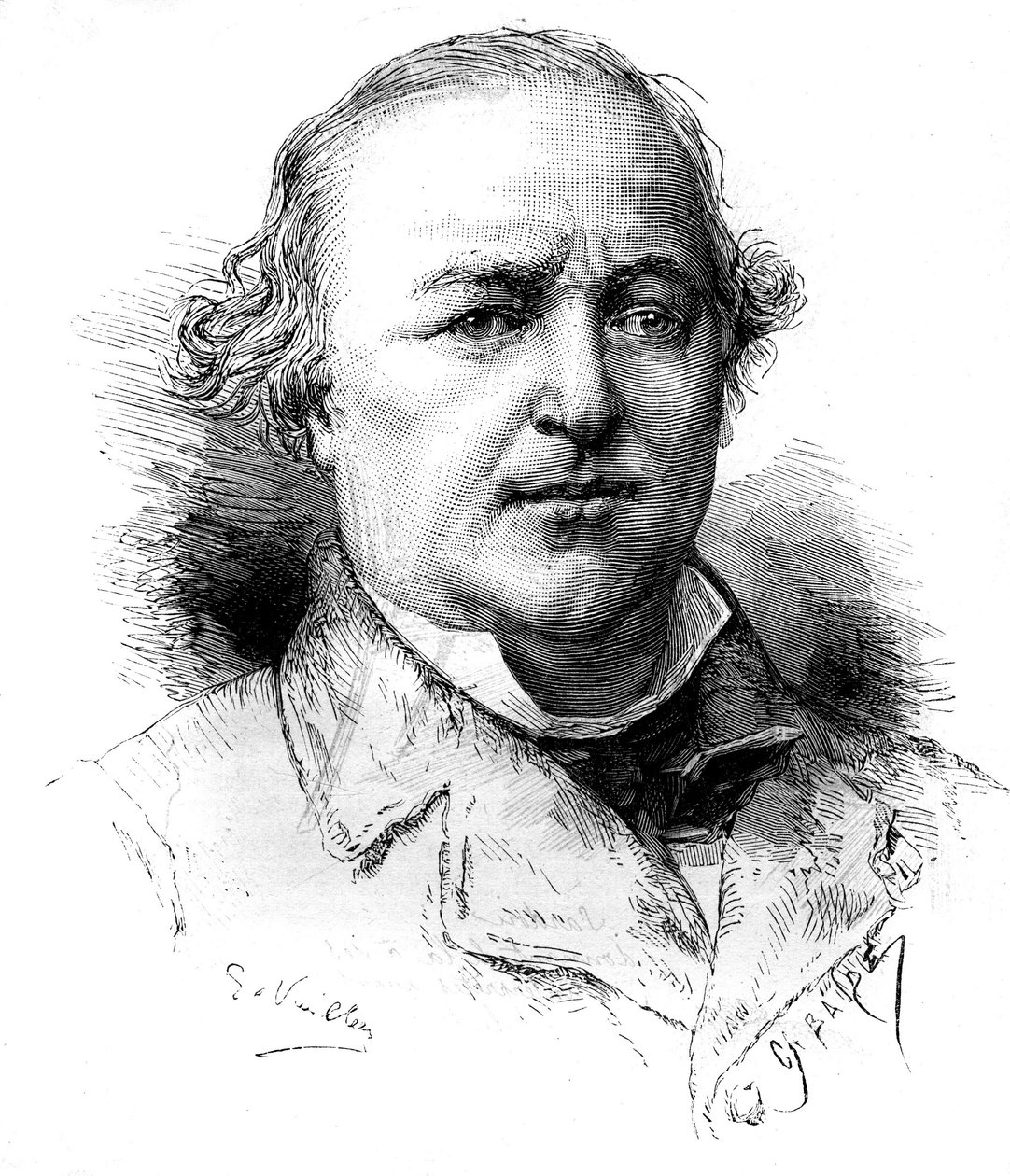 Portrett av Maitre Charles Lachaud (1817-1882), fransk advokat. Gravering av Vuillier i "" Le Monde Illustré"" nr. 1342 av 16. desember 1882. av Gaston Vuillier