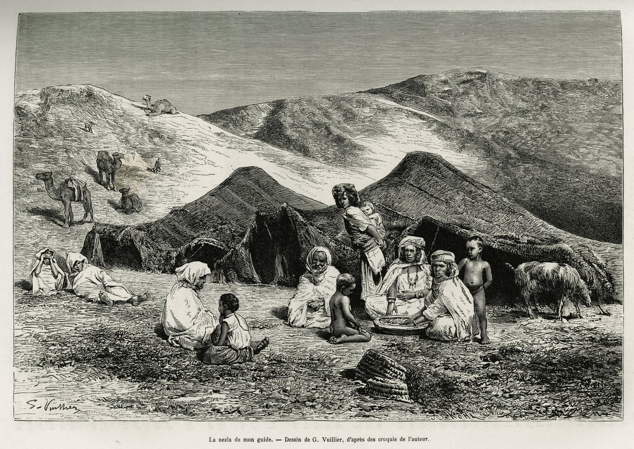 Nezlaen (slektningen) til guiden min. Gravering av G.Vuillier, for å illustrere den algeriske Sahara, av V.Largeau, i 1874-1878, publisert i Tour du monde, under ledelse av Edouard Charton (1807-1890) av Gaston Vuillier