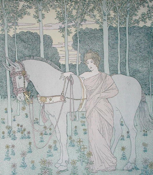 Nausicaa, illustrasjon fra bok 6 av Odyssey, oversatt av Lecomte de l