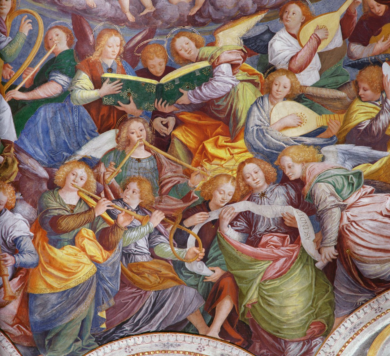 Englenes konsert, 1534-36 (detalj) (se 175762) av Gaudenzio Ferrari