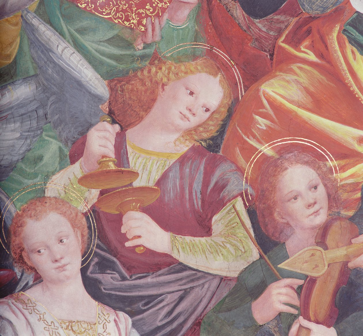 Englenes konsert, 1534-36 (detalj) (se 175762) av Gaudenzio Ferrari