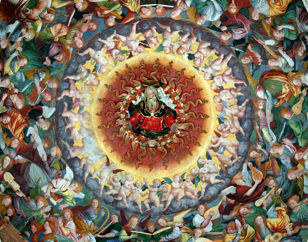 Englenes konsert, fra kuppelen, 1534-36 freskomaleri fra 175763 av Gaudenzio Ferrari