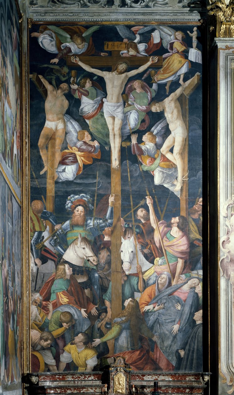 Korsfestelse, freskomaleri, av Gaudenzio Ferrari (1475-1546) av Gaudenzio Ferrari