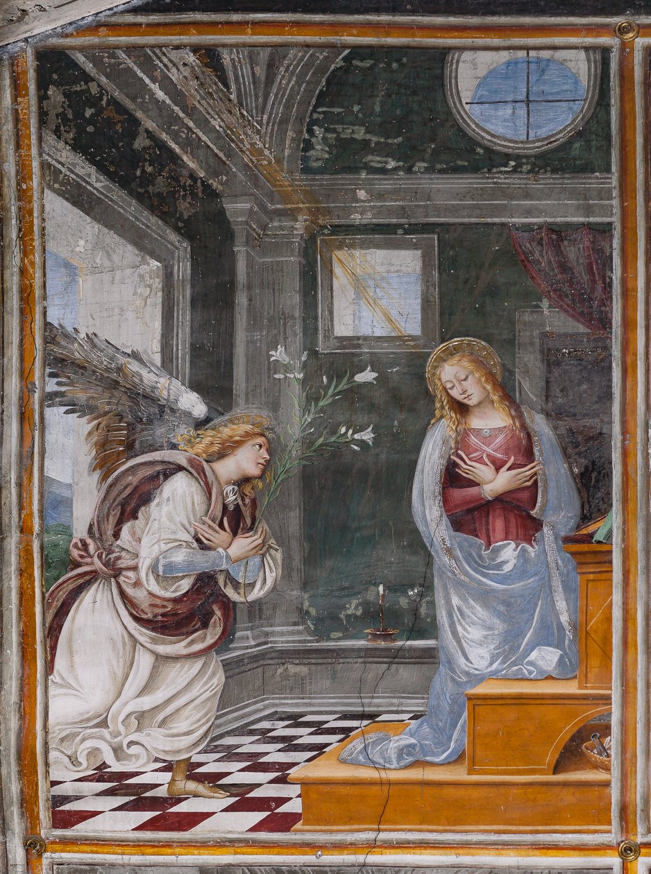 Detalj av "The Annunciation", fra "The life and the Passion of Christ" av Gaudenzio Ferrari