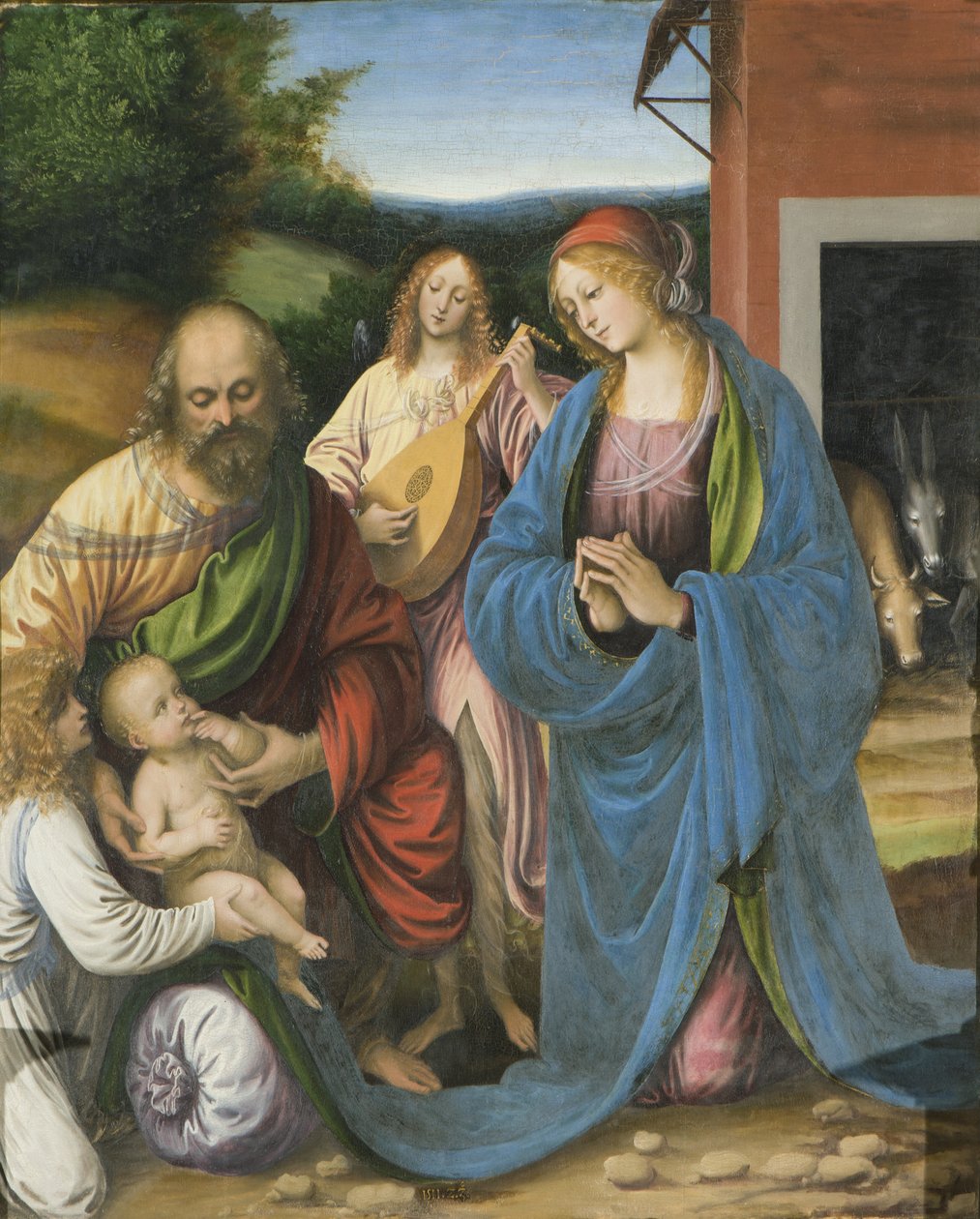 Detalj av fødselen og nattverden, Polyptic, 1511 (detalj av 3704244) av Gaudenzio Ferrari