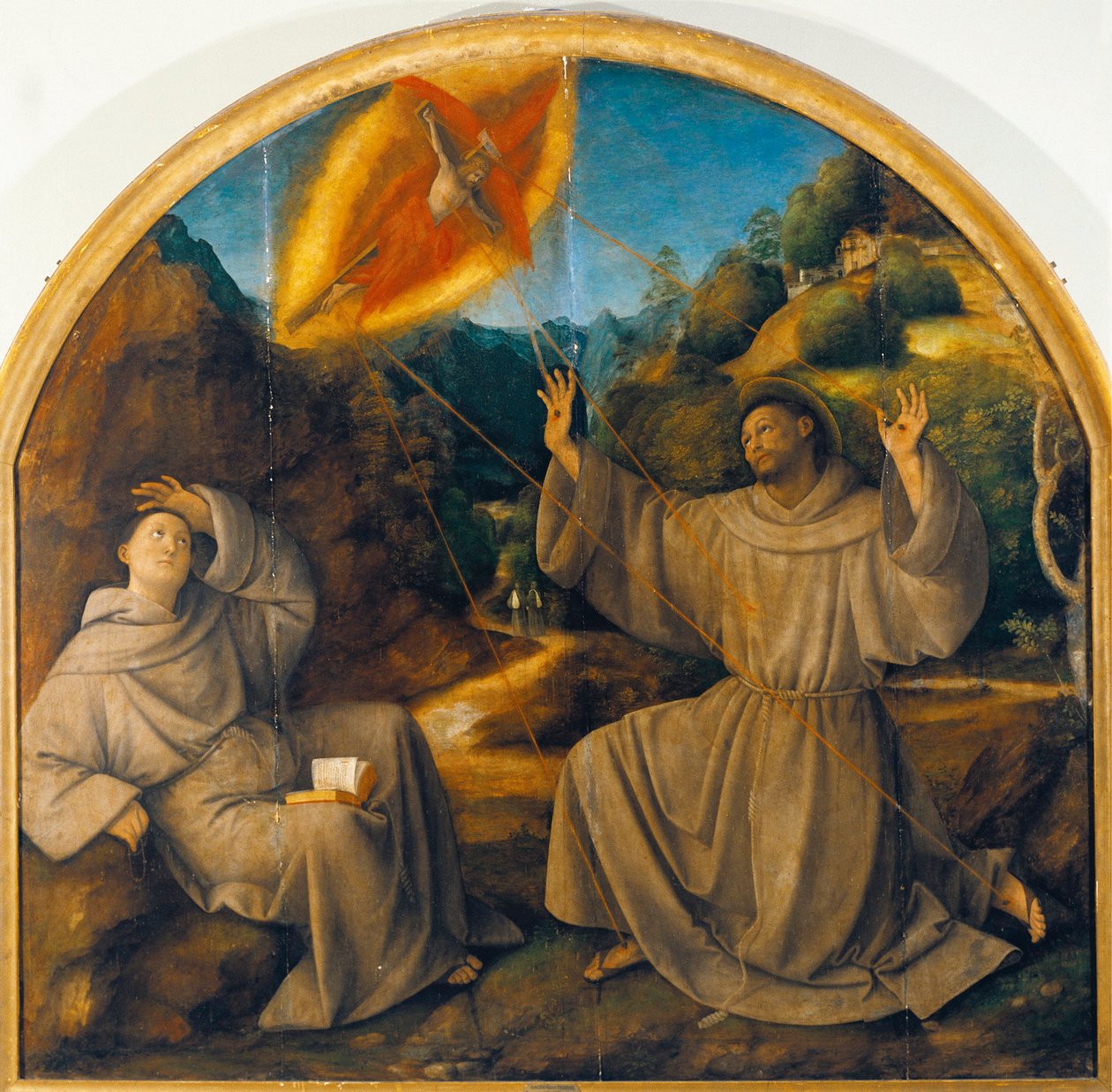 Italia, Varallo, maleri av Saint Francis som mottar Stigmata av Gaudenzio Ferrari