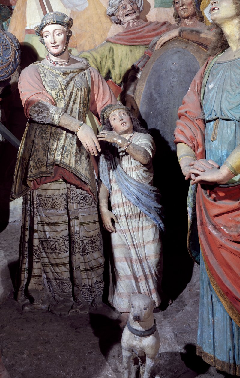 Mannsfigur, detalj fra statuer, av Gaudenzio Ferrari (1475-1546), kapell XXXVIII kjent som Crucifixion, Sacred Mountain of Varallo Sesia (UNESCOs verdensarvliste, 2003), Italia av Gaudenzio Ferrari