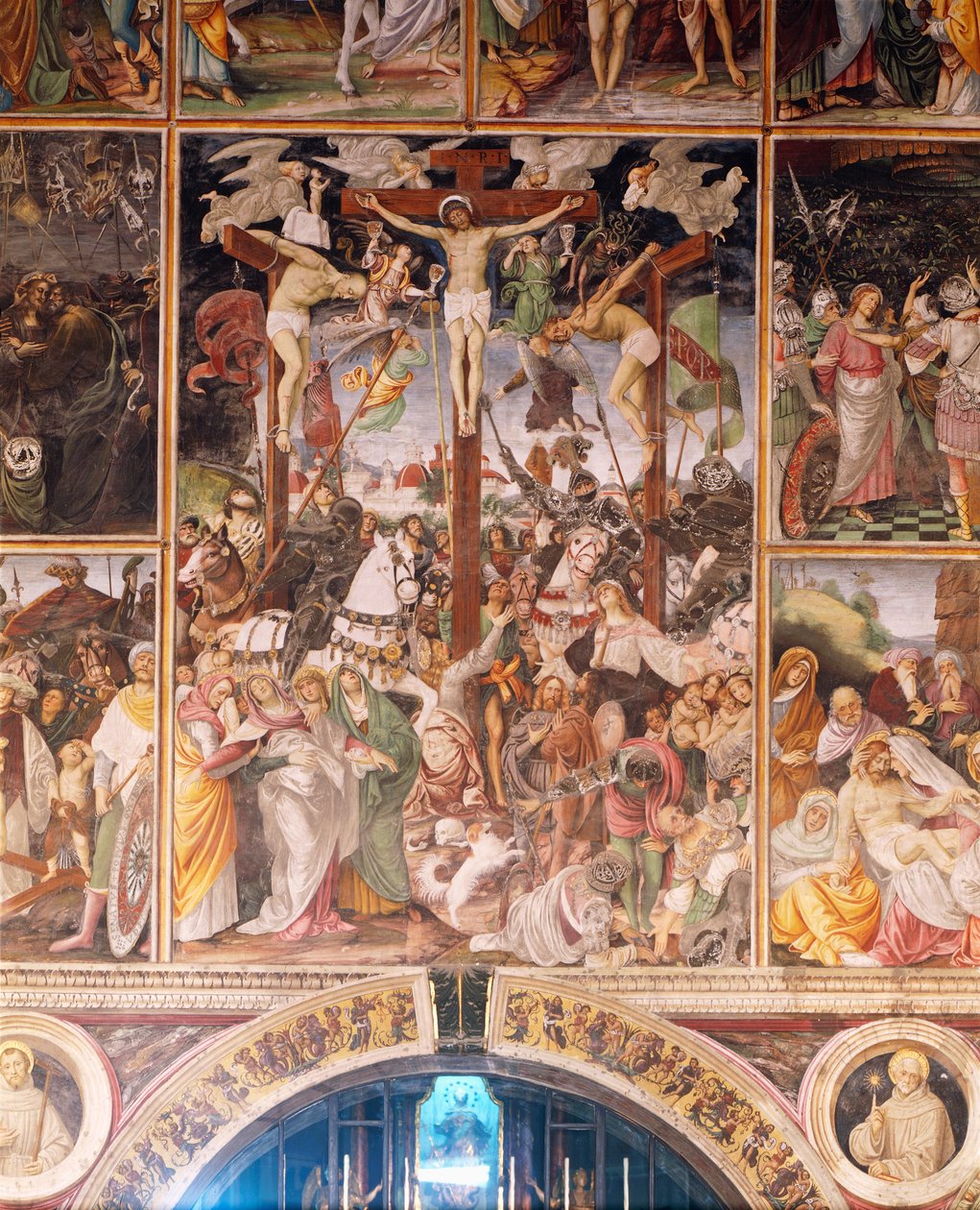 The Crucifixion, detalj fra Life and Passion of Christ, freskomaleri av Gaudenzio Ferrari (1475-1546) 1513 av Gaudenzio Ferrari