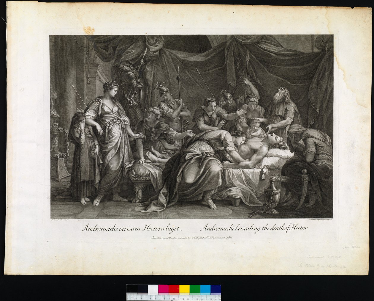 Andromache som gråter over Hectors død, gravert av Domenico Cunego, 1764 av Gavin after Hamilton