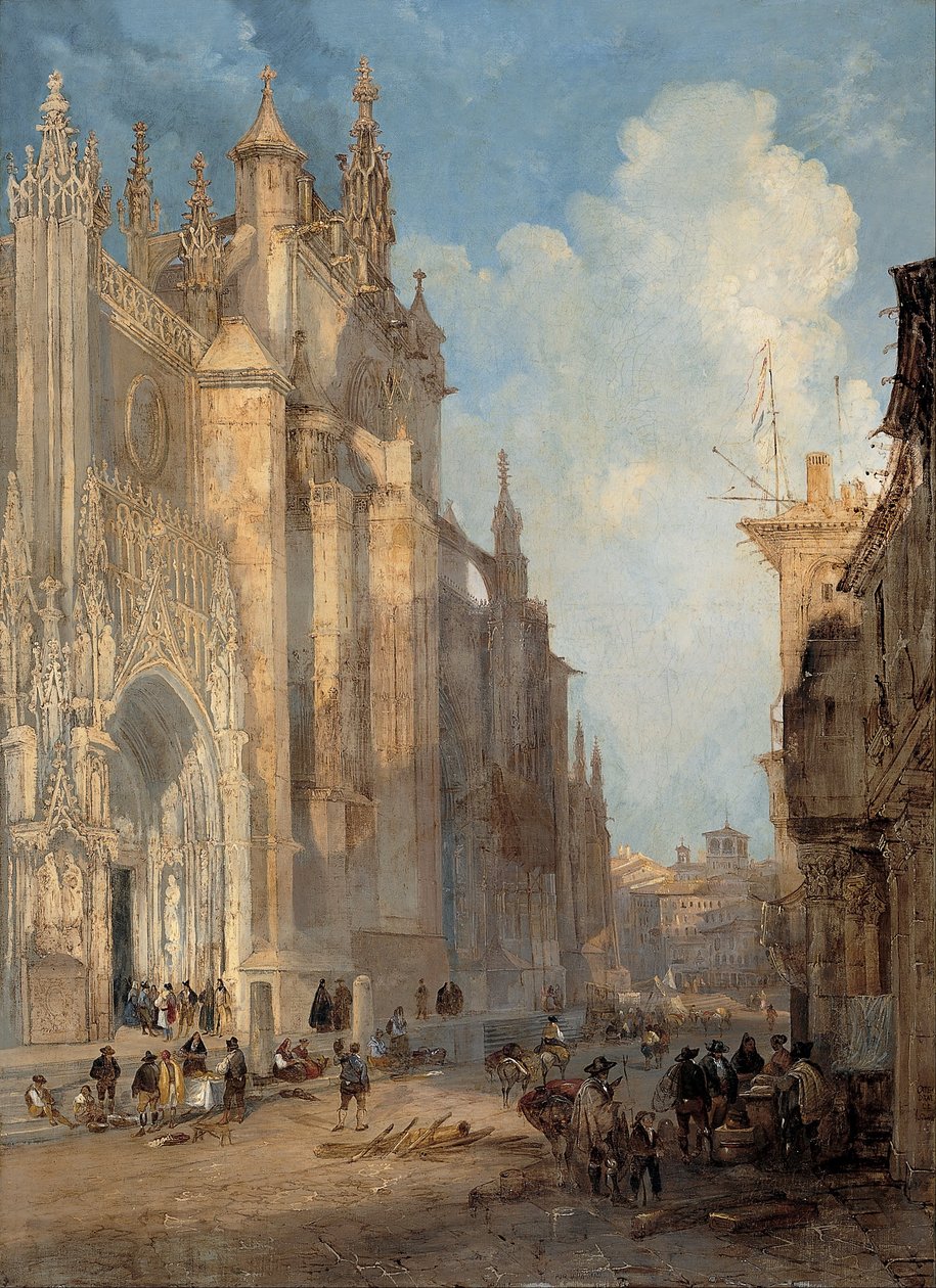 Sevilla katedral på siden av trappen av Genaro Pérez Villaamil