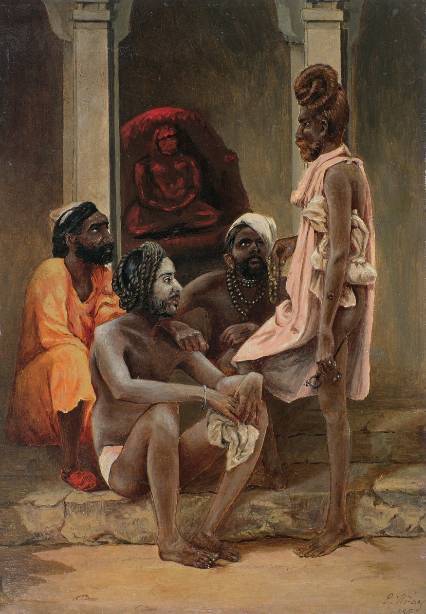 Gosiens eller Fakirs i Ahmedabad, 1858 (olje på papir) av General E.W. Wray