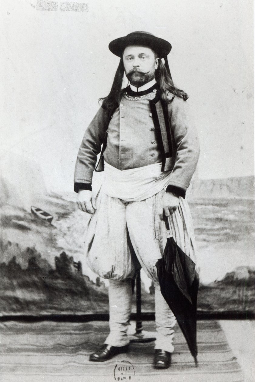 Emile Zola (1840-1902), fotografert i Quimper (bw-foto) av Genot