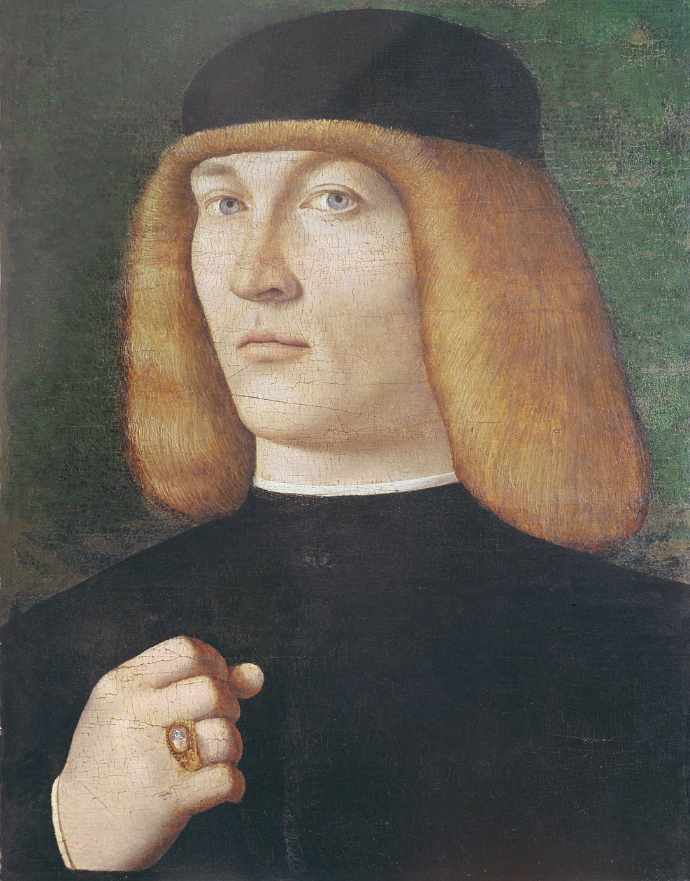 Portrett av en ung mann (olje på poppeltre) av Gentile Bellini