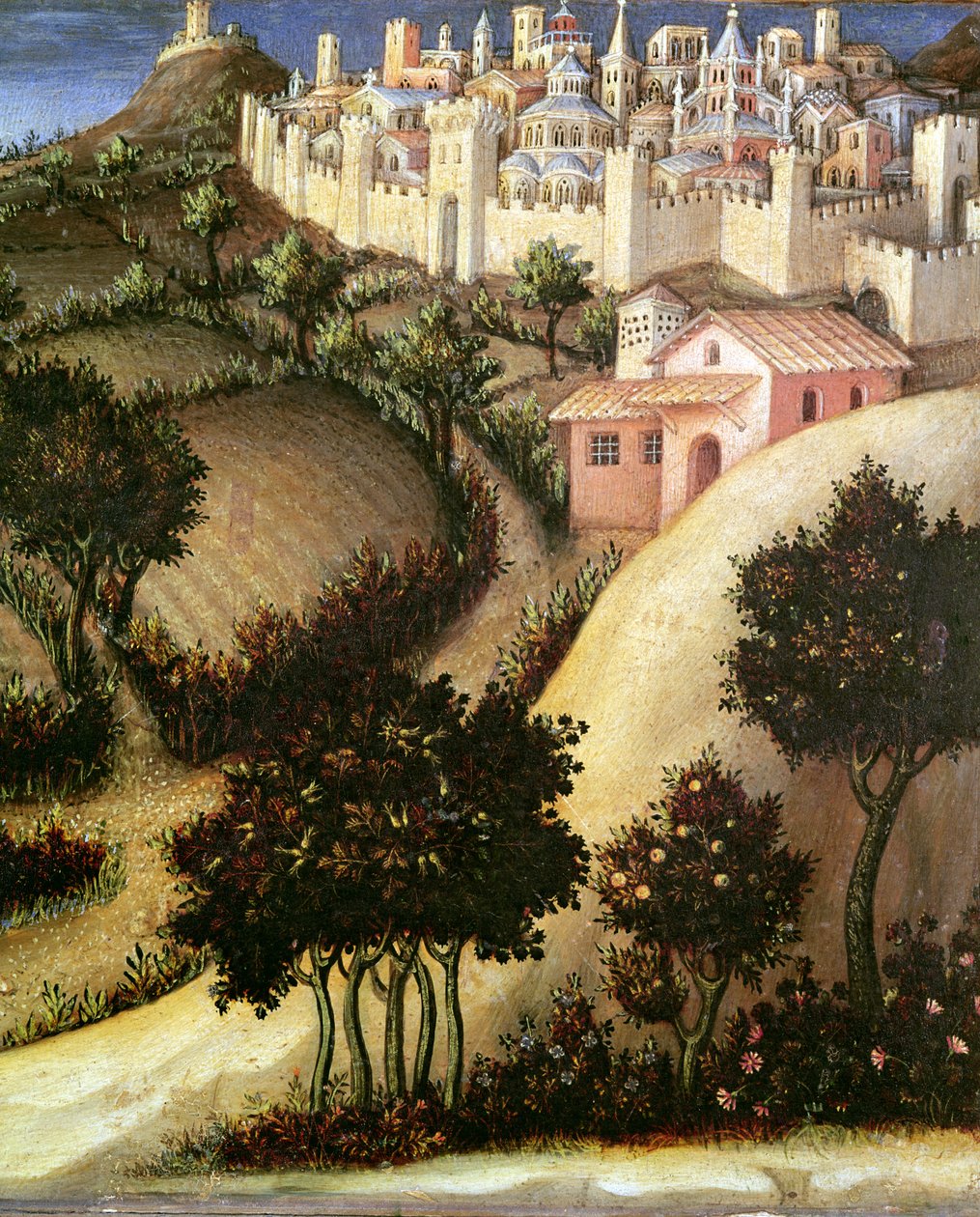 Tilbedelse av Magi-altertavlen, detalj av sentrale predella-panel i Egypt, 1423 (tempera på panel) av Gentile da Fabriano