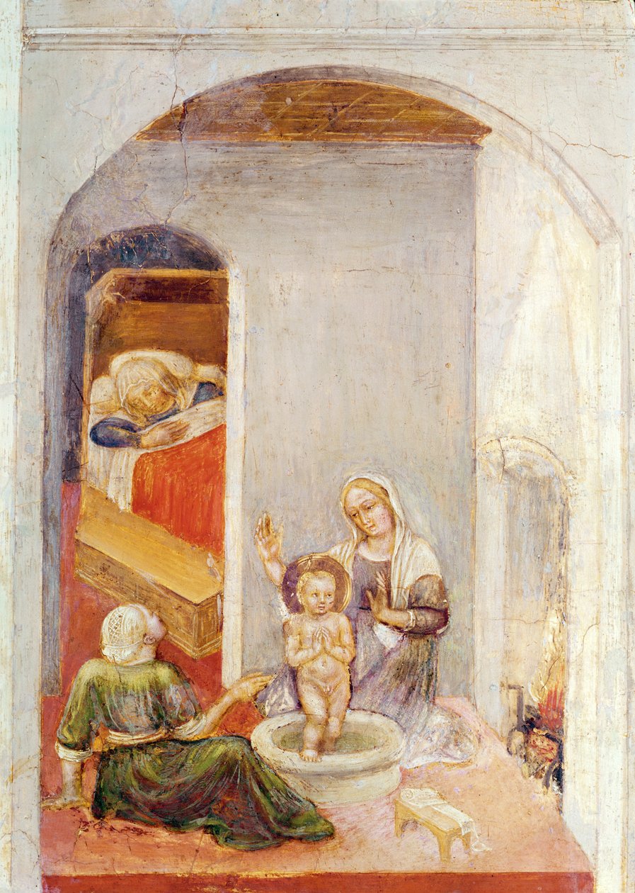 The Birth of St. Nicholas, fra Stories of St. Nicholas of Bari, ca. 1425 (tempera på panel) av Gentile da Fabriano
