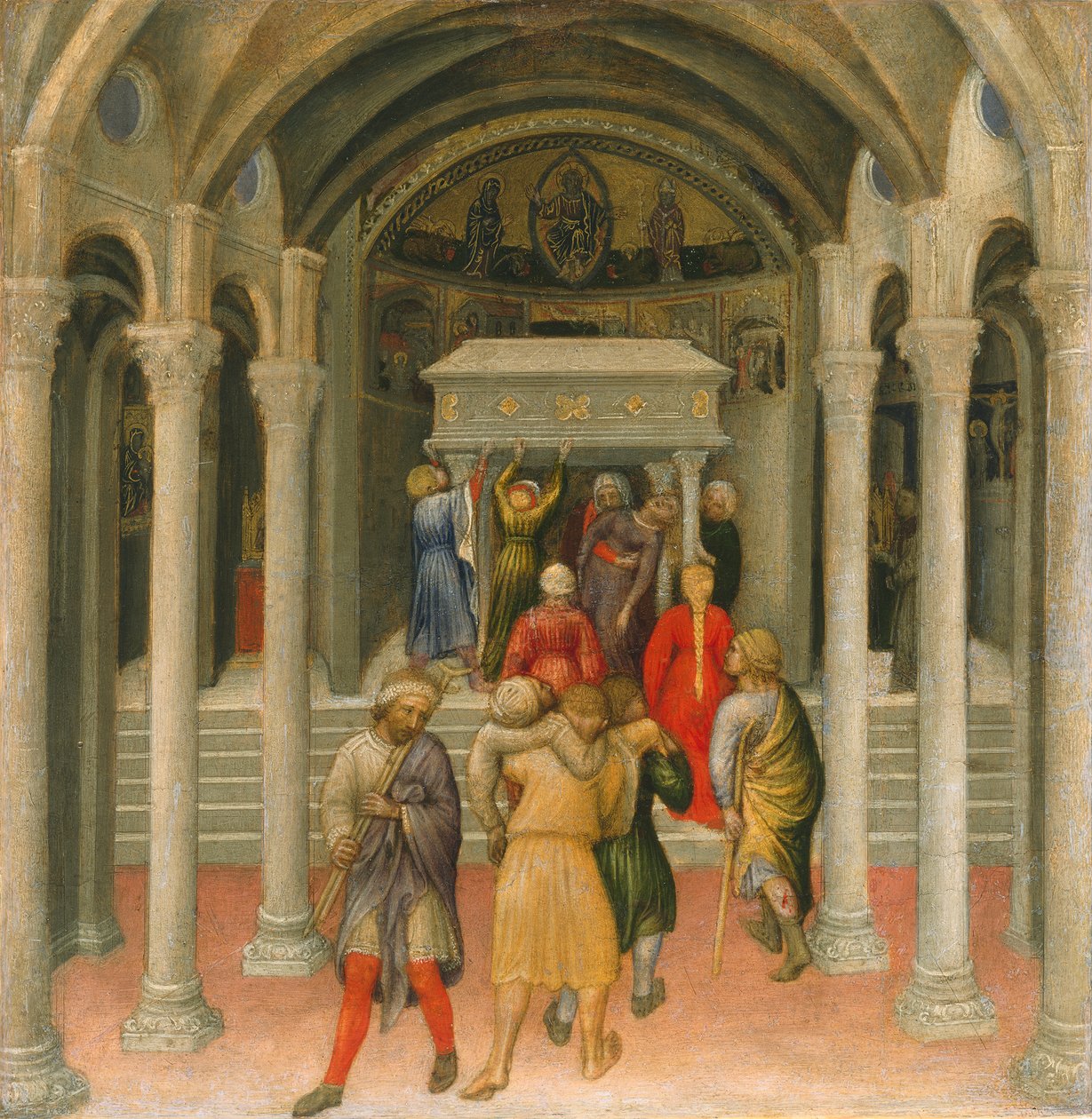 The Crippled and Sick Cured at the Tomb of Saint Nicholas, 1425 (tempera på panel) av Gentile da Fabriano
