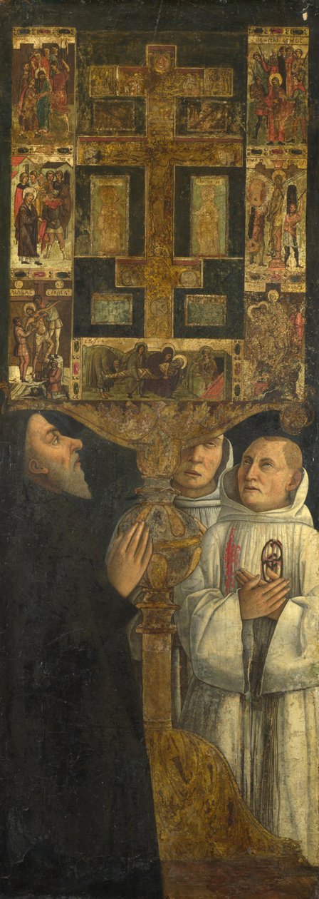 Kardinal Bessarion og to medlemmer av Scuola della Carità i bønn med Bessarion Reliquary, ca. 1473 av Gentile Bellini