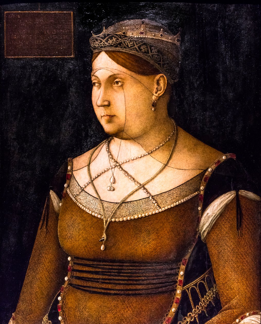 Portrett av Caterina Cornaro, dronning av Kypros, ca. 1500 (olje på tre) av Gentile Bellini