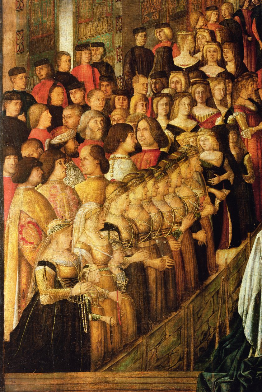 The Miracle of the Cross på San Lorenzo Bridge, detalj av Caterina Cornaro 1454-1510 og hennes damer, 1500 olje på lerret detalj av 58302 av Gentile Bellini