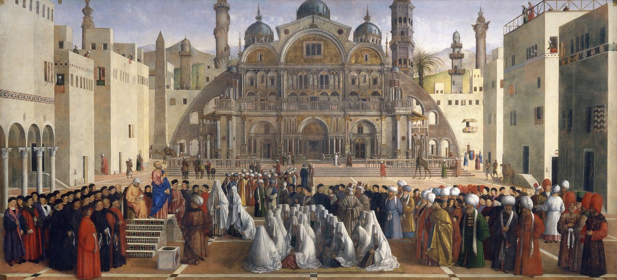 Markus forkynner i Alexandria, Egypt av Gentile and Giovanni Bellini