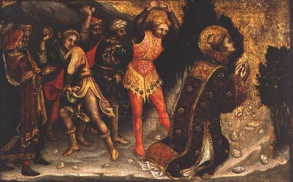 Steining av St. Stephen (olje på panel) av Gentile da Fabriano