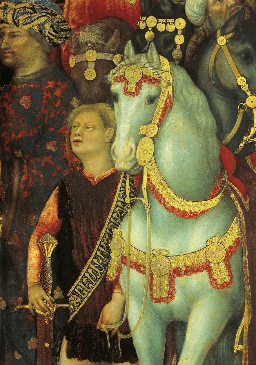 The Adoration of the Magi, detalj av hester av Gentile da Fabriano