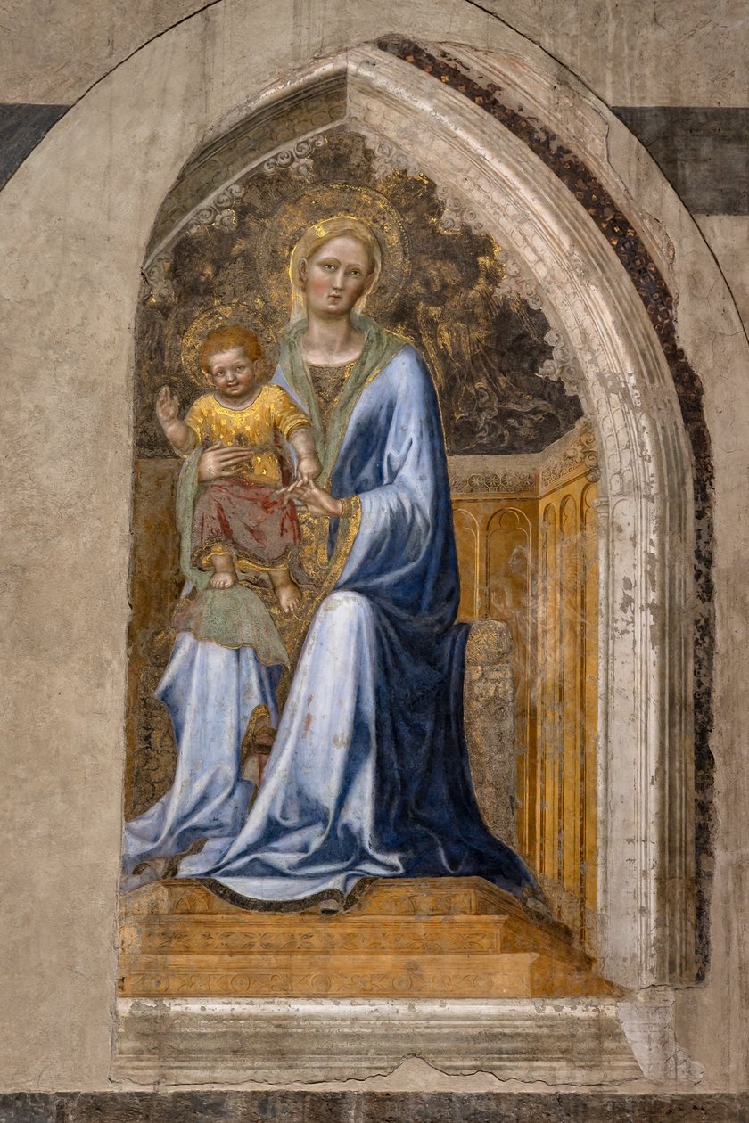 Interiøret: "Enthroned Madonna with Child and angels", av Gentile da Fabriano av Gentile da Fabriano