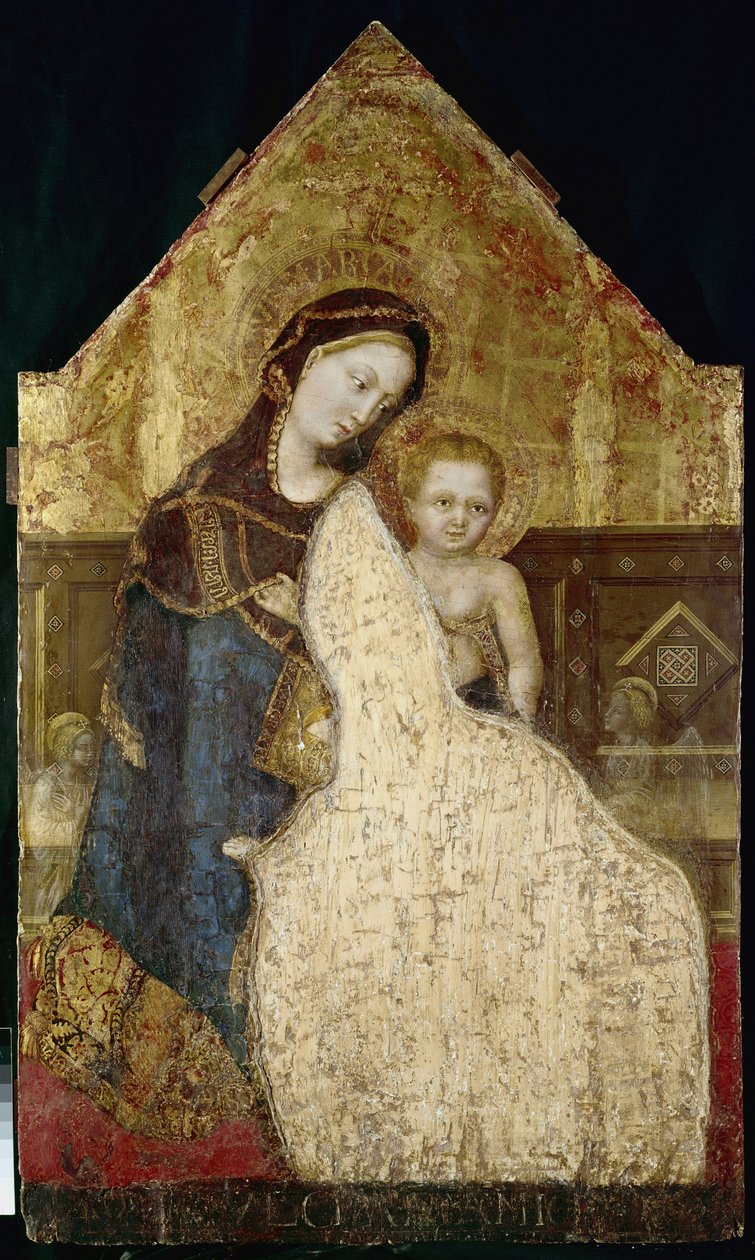 Jomfru med barn (tempera på panel av Gentile da Fabriano