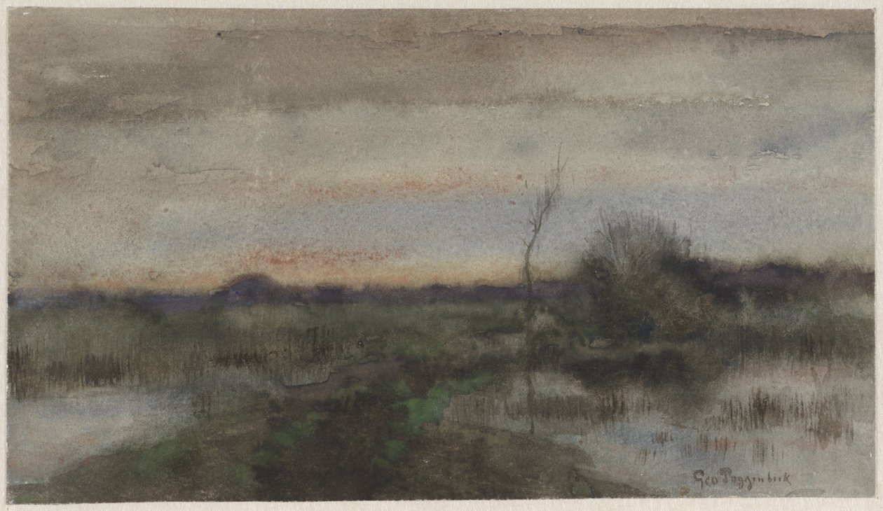 Sumplandskap med solnedgang av Geo Poggenbeek