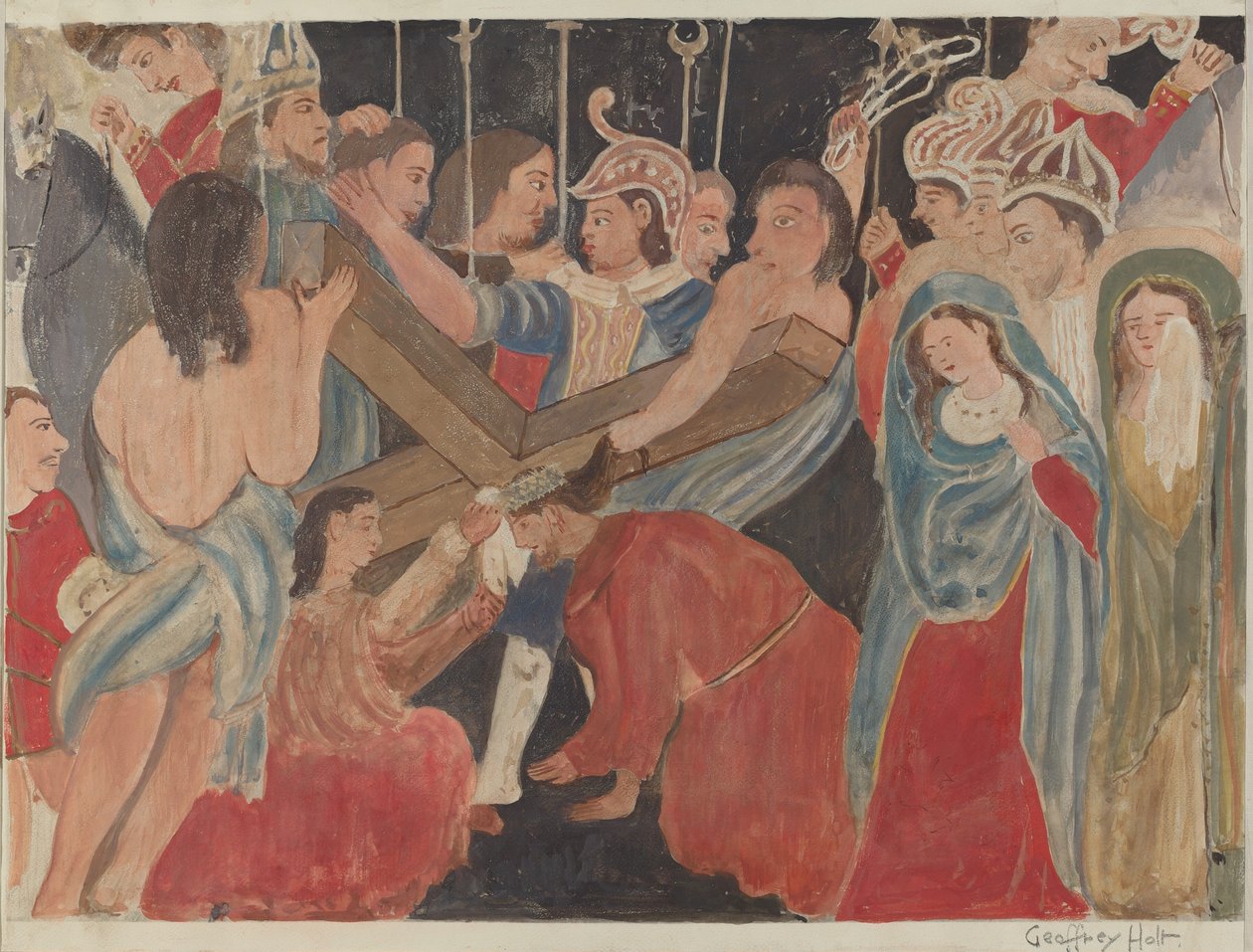 Korsstasjon nr. 6: Veronica yter tjeneste til Jesus, ca. 1936. av Geoffrey Holt