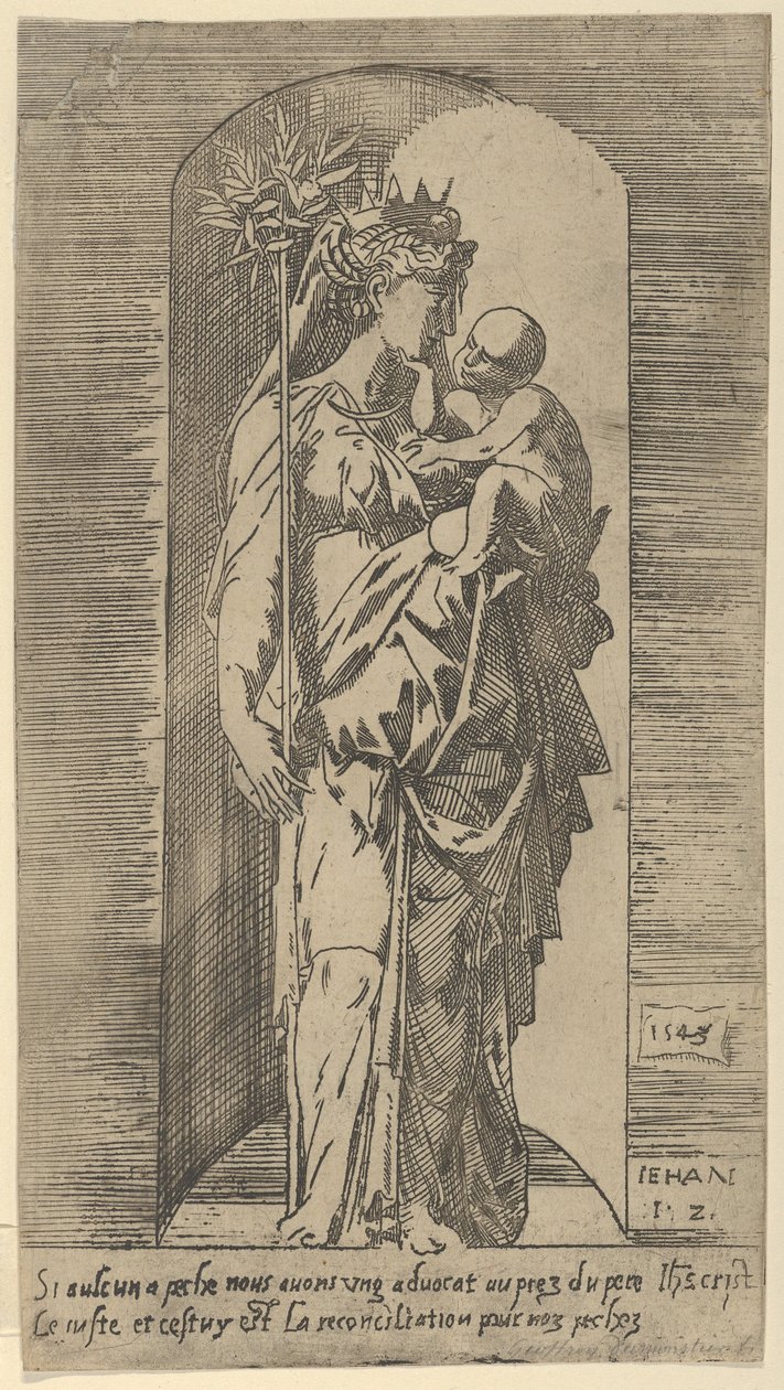 Jomfruen og barnet i en nisje, 1543. av Geoffroy Dumoûtier