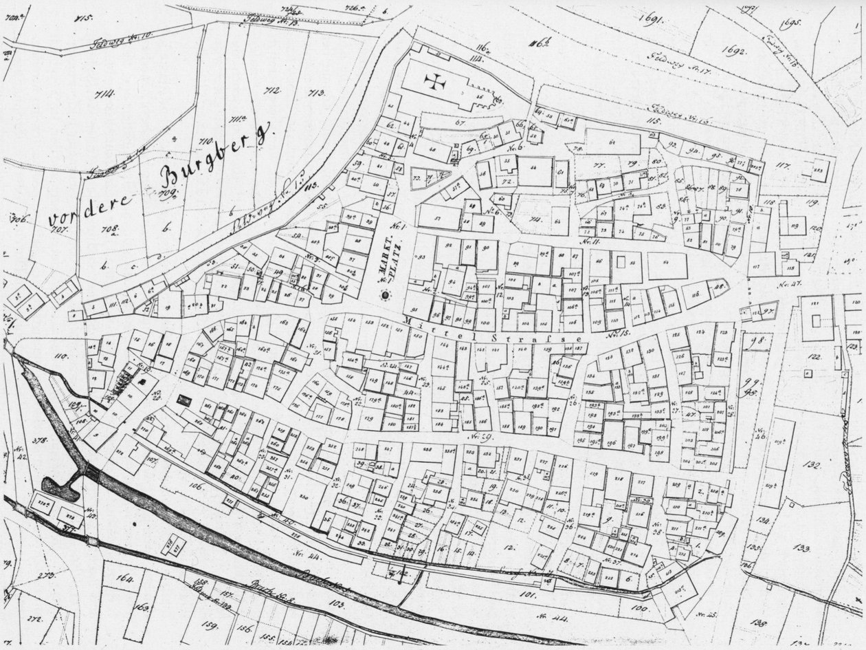 Gammelt kart over Weinsberg av Geometer Jehle