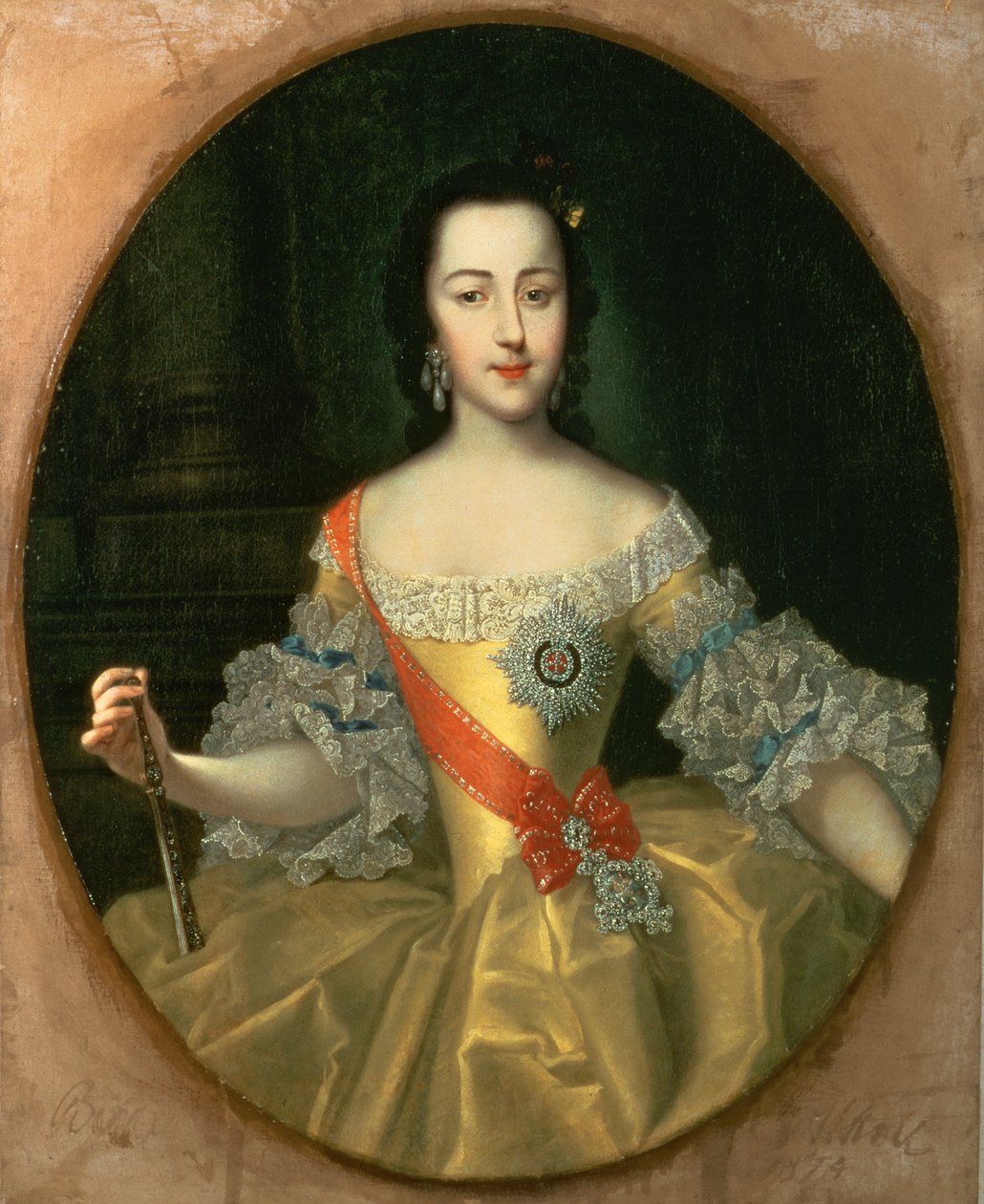 Portrett av storhertuginne Jekatrina Alexeyevna, senere Catherine II, ca. 1745 av Georg Christoph Grooth