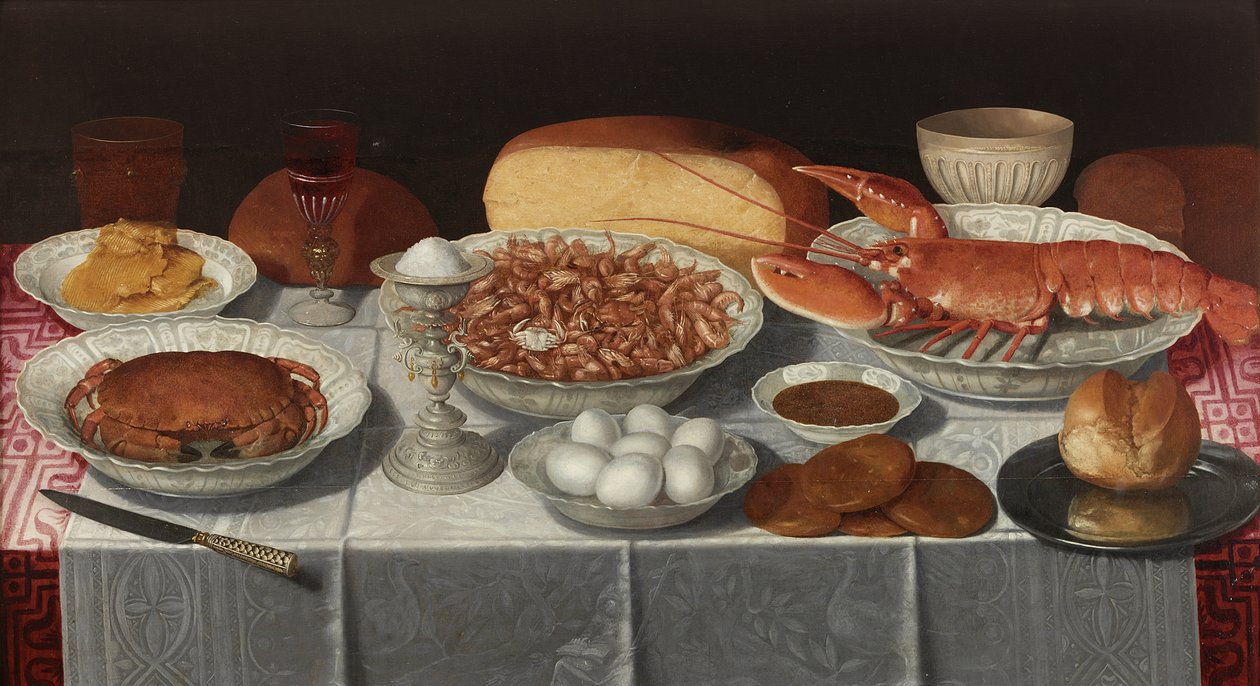Stilleben med skalldyr og egg av Georg Flegel