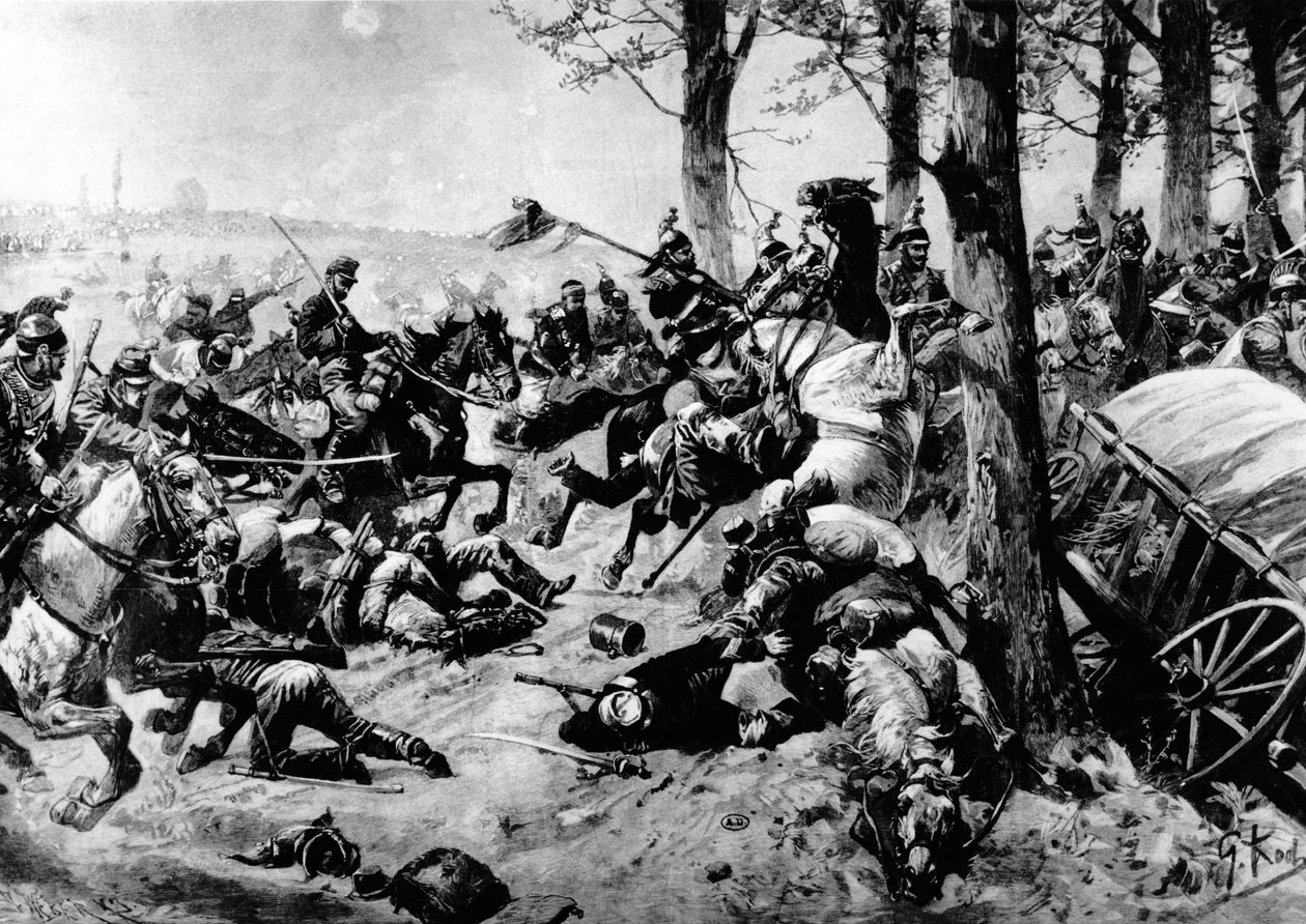 De franske panserkavalerister angriper slaget ved Sedan 1. september 1870 av Georg Koch