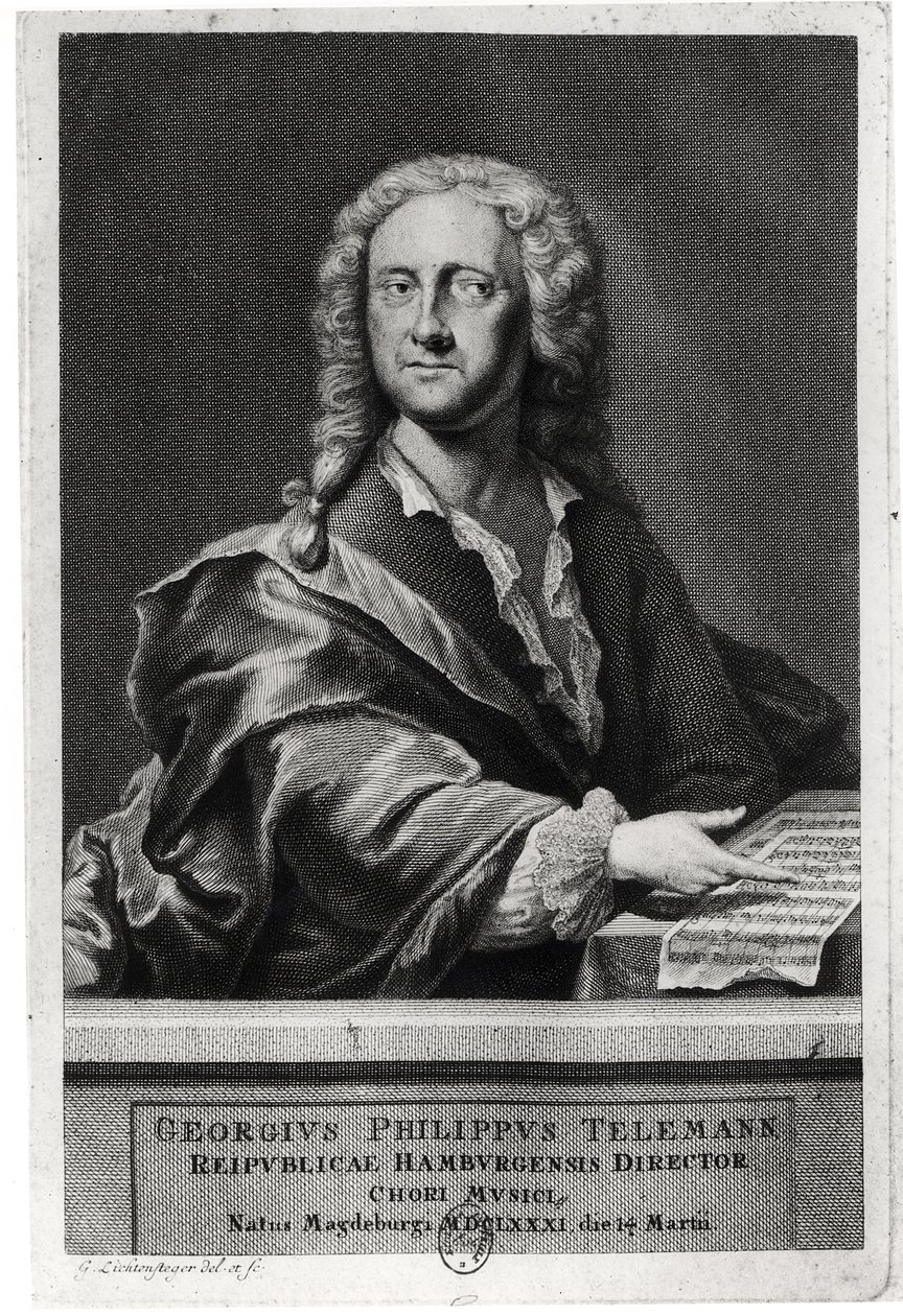 Portrett av Georg Philipp Telemann (1681-1757) av Georg Lichtensteger