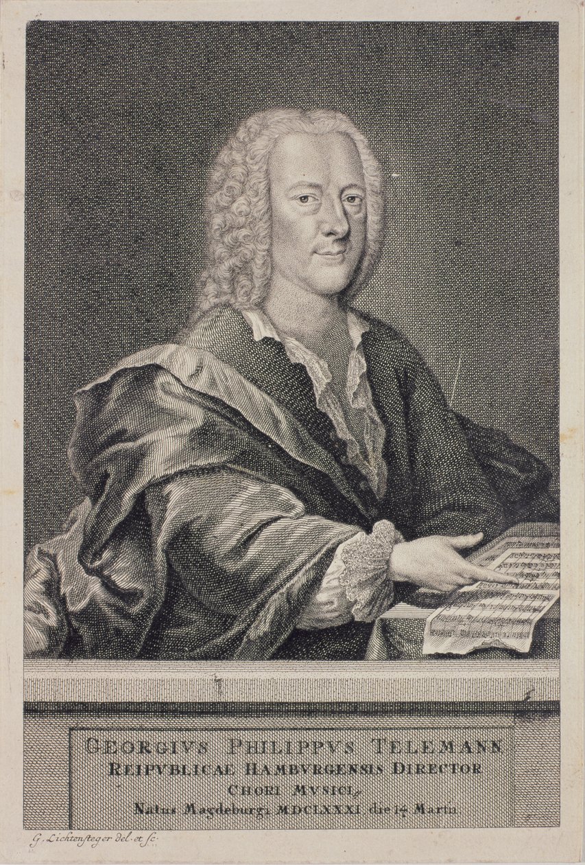 Portrett av Georg Philipp Telemann (1681-1757) av Georg Lichtensteger