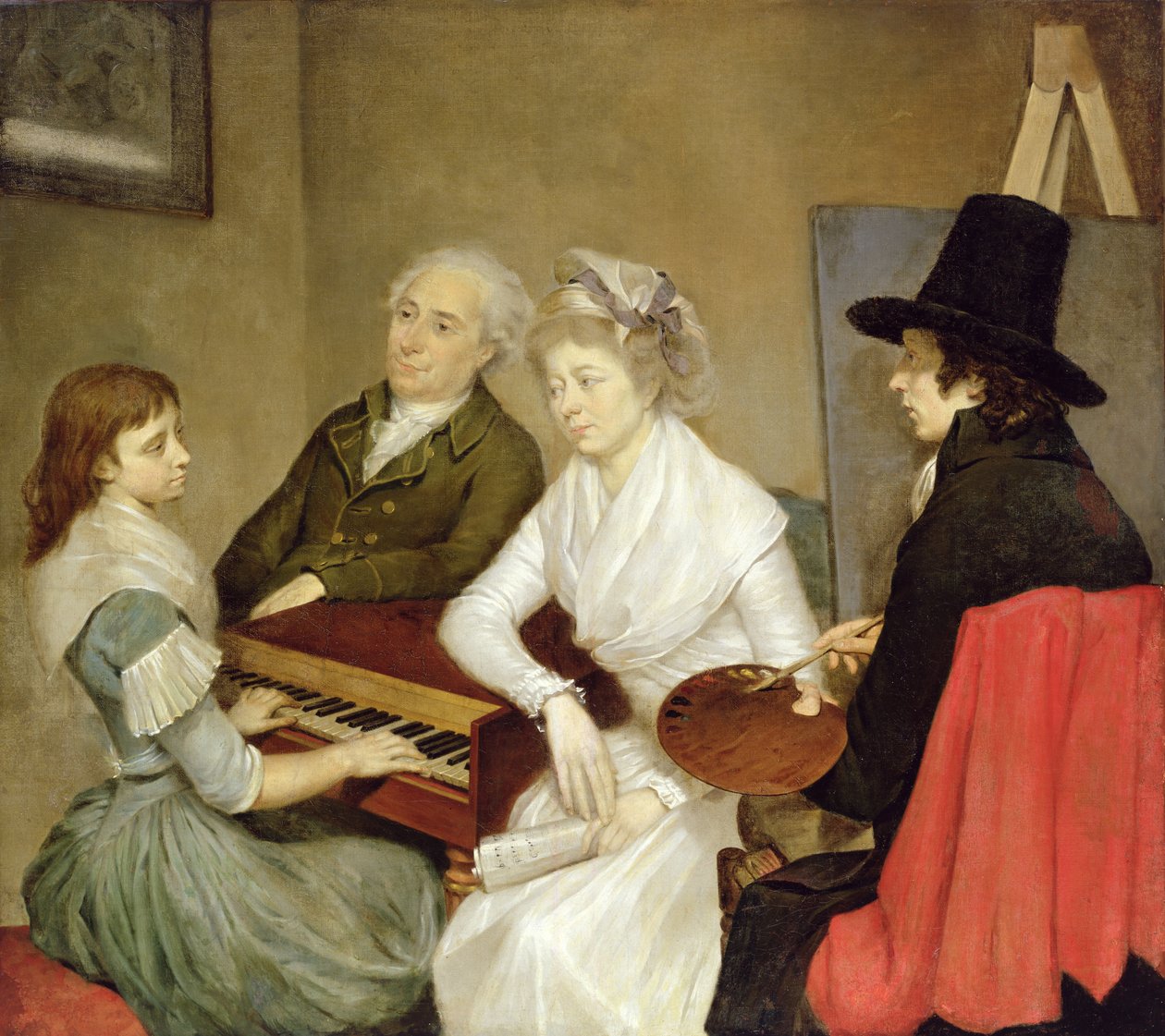 Selvportrett med familie av Georg Ludwig Eckhardt