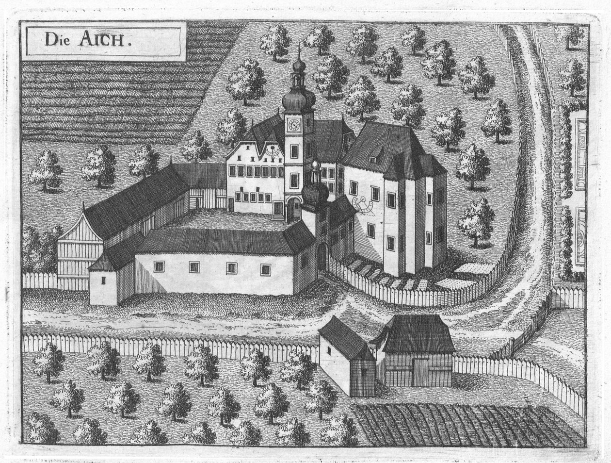 Aich Castle rundt 1674 av Georg Matthäus Vischer.