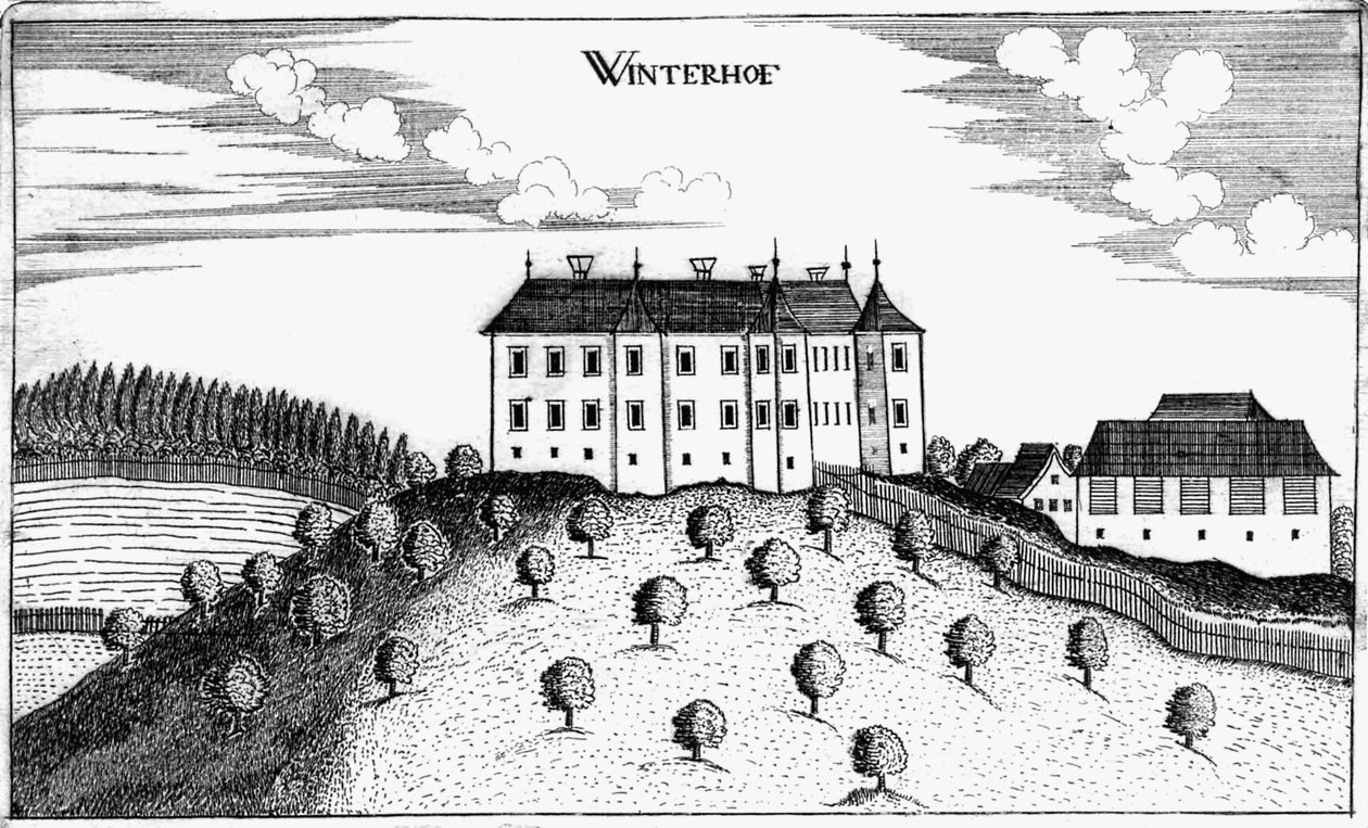 Winterhof slott i Stögerdorf av Georg Matthaus Vischer
