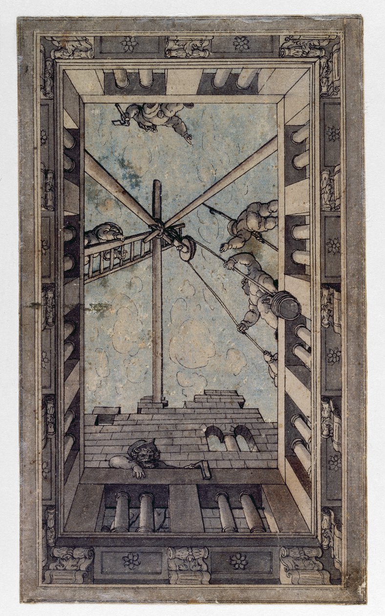 Perspektivdesign for et tak (penn og blekk og vask på papir) av Georg Pencz