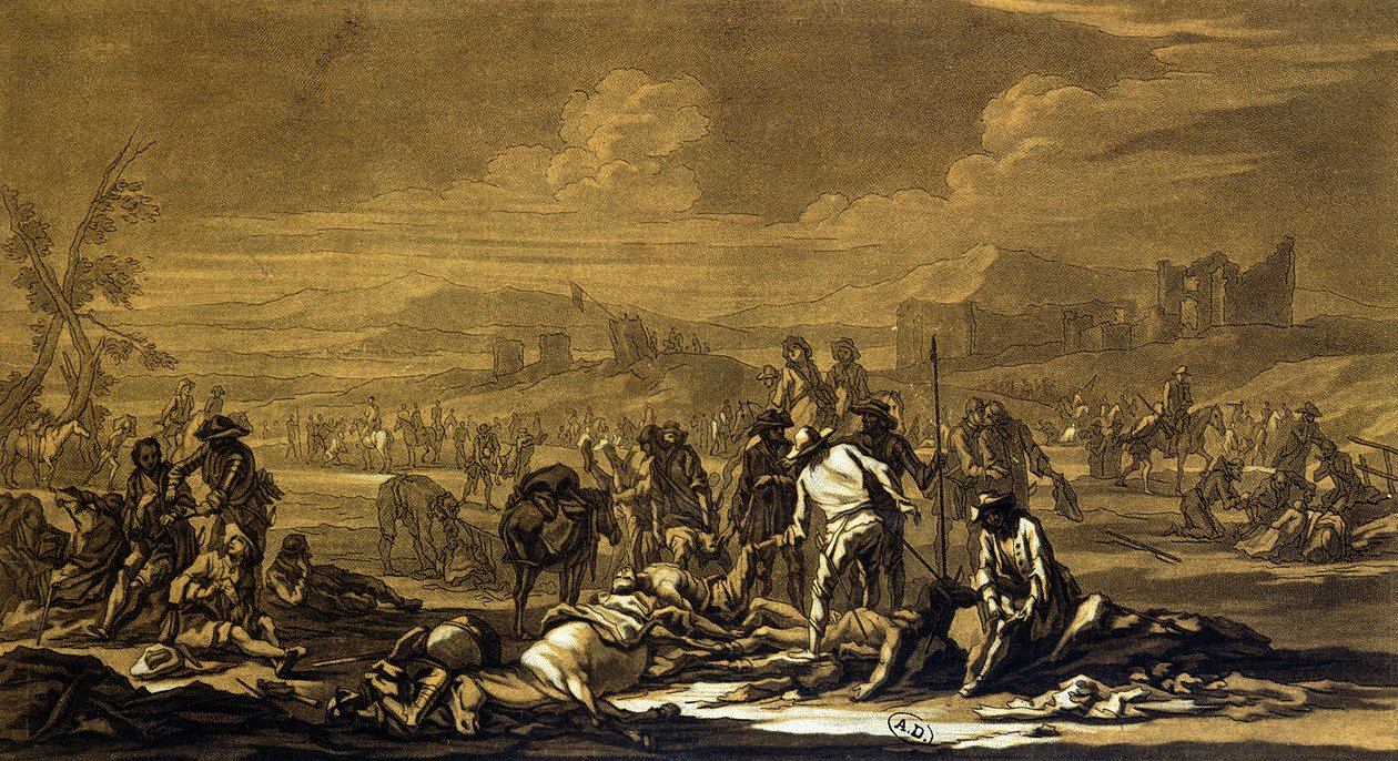 Etter slaget, 1695, gravert av Christian Rugendas (1708-81) ca. 1740 av Georg Philipp I Rugendas