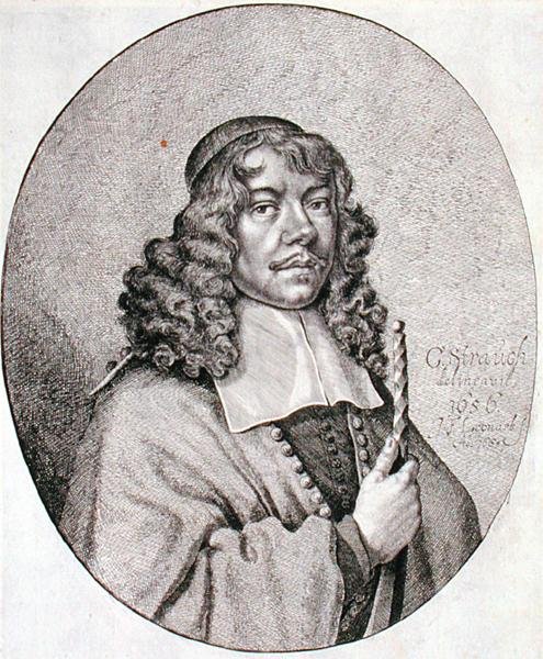 Portrett av Gabriel Schutz (1585-1672) gravert av Johann Friedrich Leonart (1633-80) 1668 (gravering) av Georg (after) Strauch