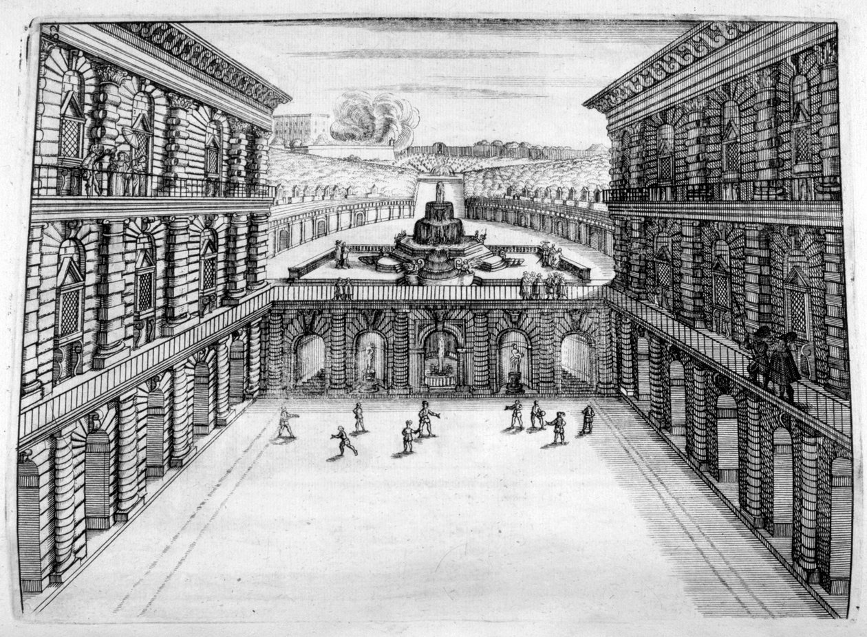 Slott og hagedesign, 1664 av Georg Andreas Bockler