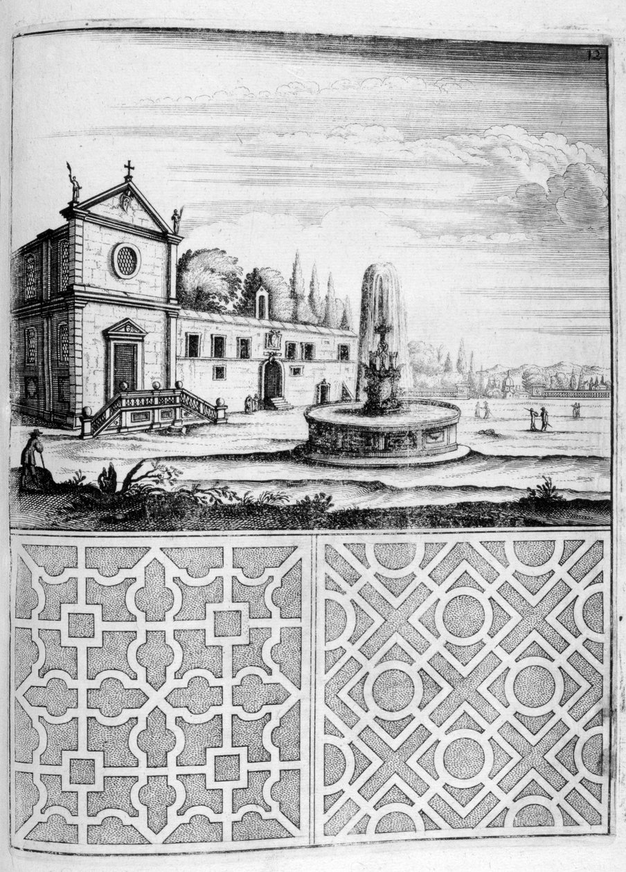 Design av hus, fontene og hage, 1664 av Georg Andreas Bockler