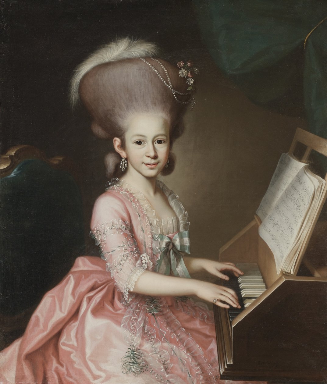 Portrett av en ung dame ved Clavichord, 1779 av Georg Anton Abraham Urlaub